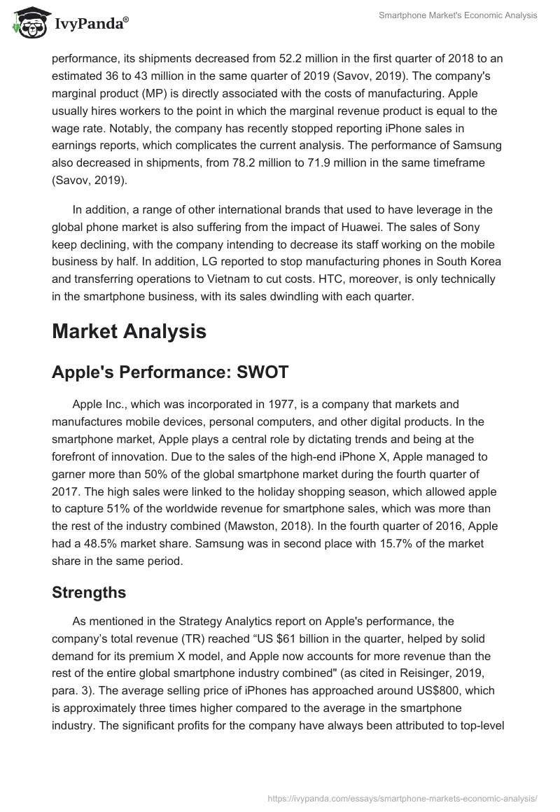 Smartphone Market's Economic Analysis. Page 4
