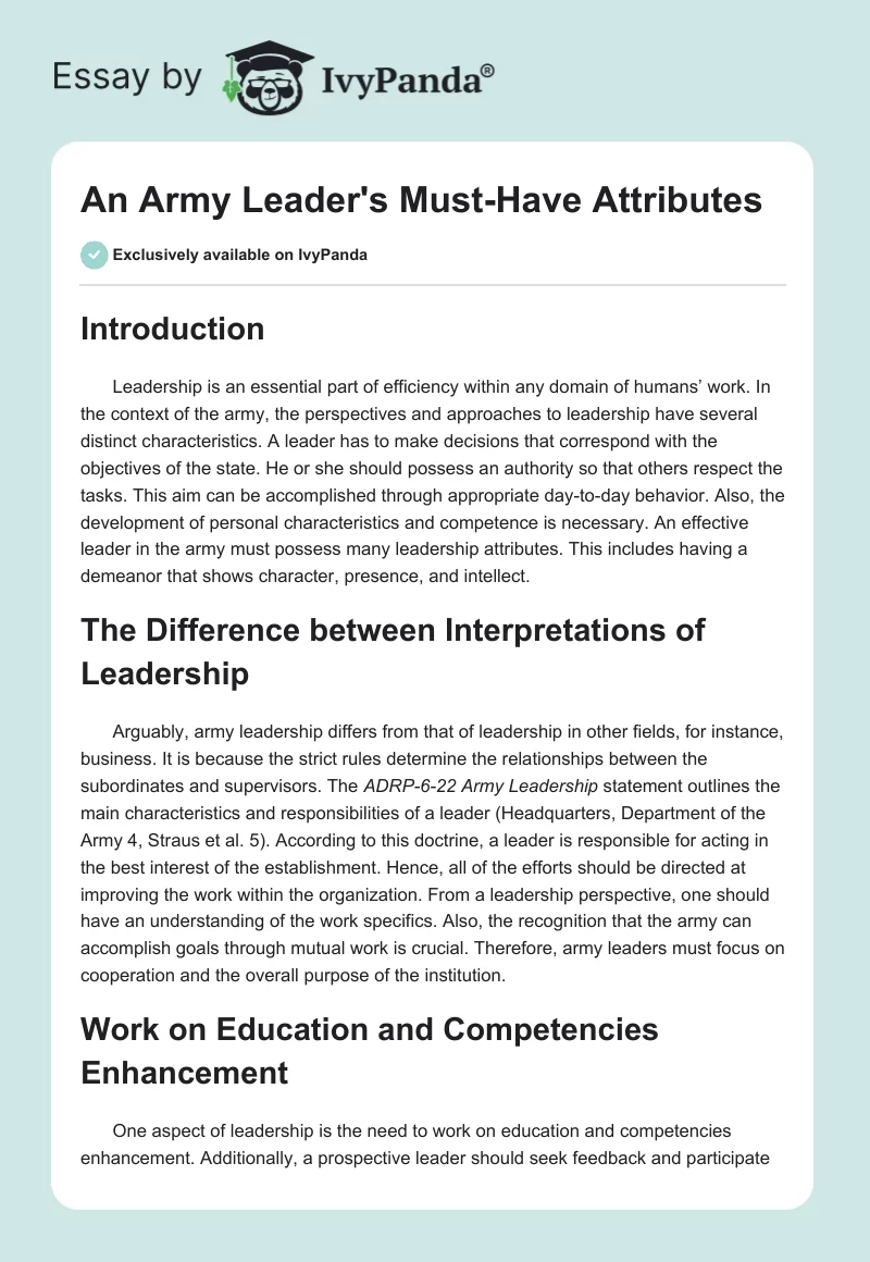 An Army Leader's Must-Have Attributes. Page 1