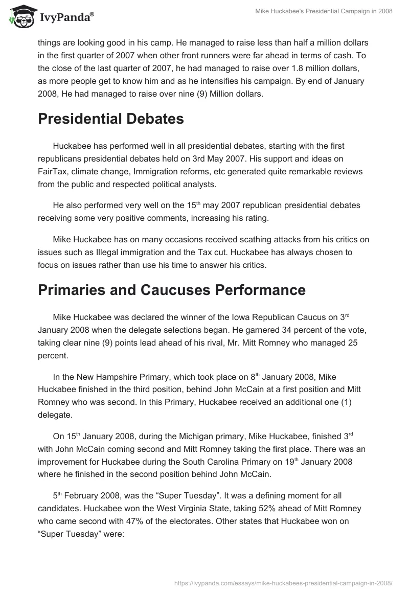 Mike Huckabee's Presidential Campaign in 2008. Page 4