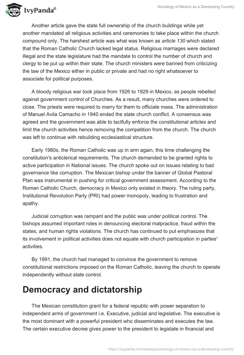 Sociology of Mexico as a Developing Country. Page 3