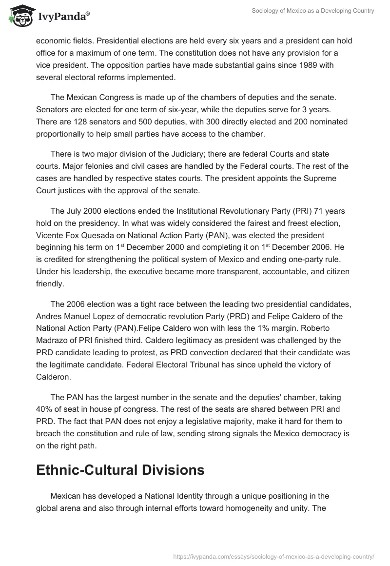 Sociology of Mexico as a Developing Country. Page 4