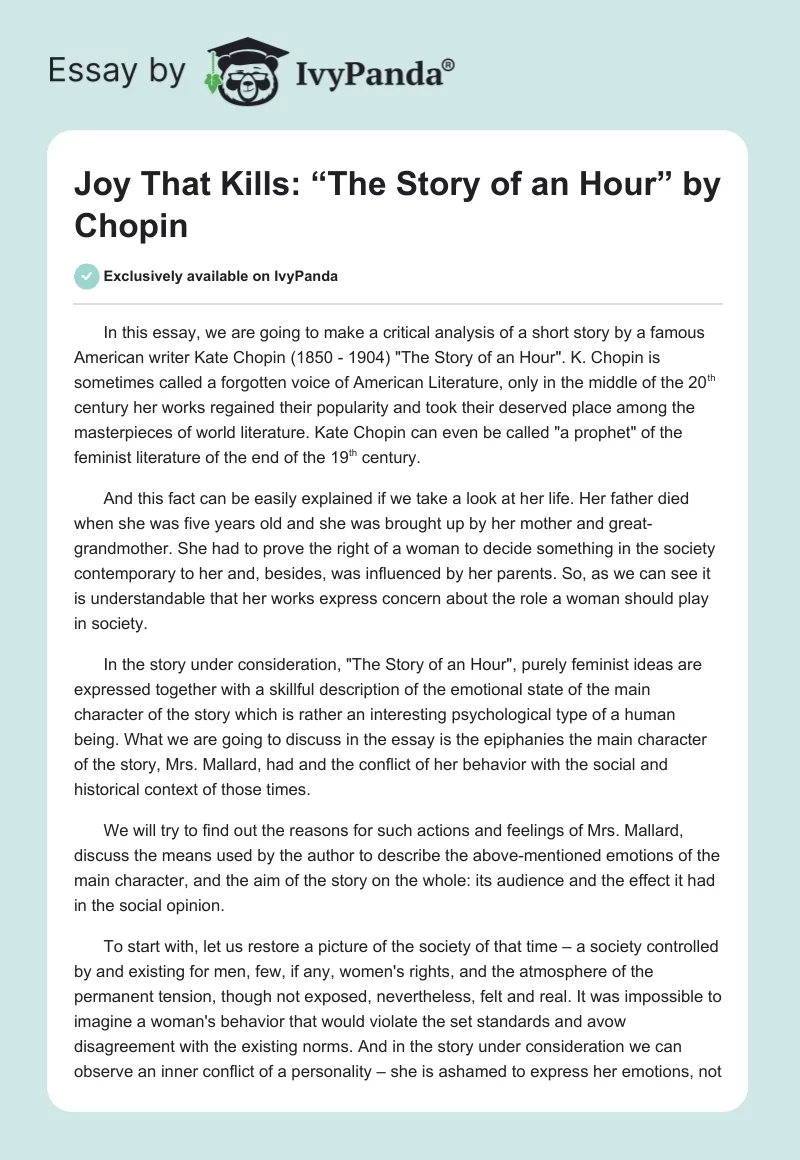 Joy That Kills: “The Story of an Hour” by Chopin. Page 1