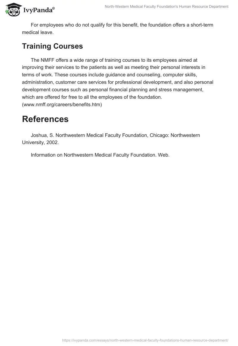 North-Western Medical Faculty Foundation's Human Resource Department. Page 5