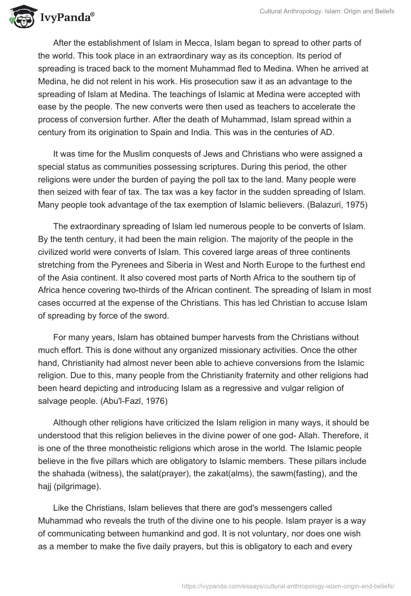 Cultural Anthropology. Islam: Origin and Beliefs. Page 2