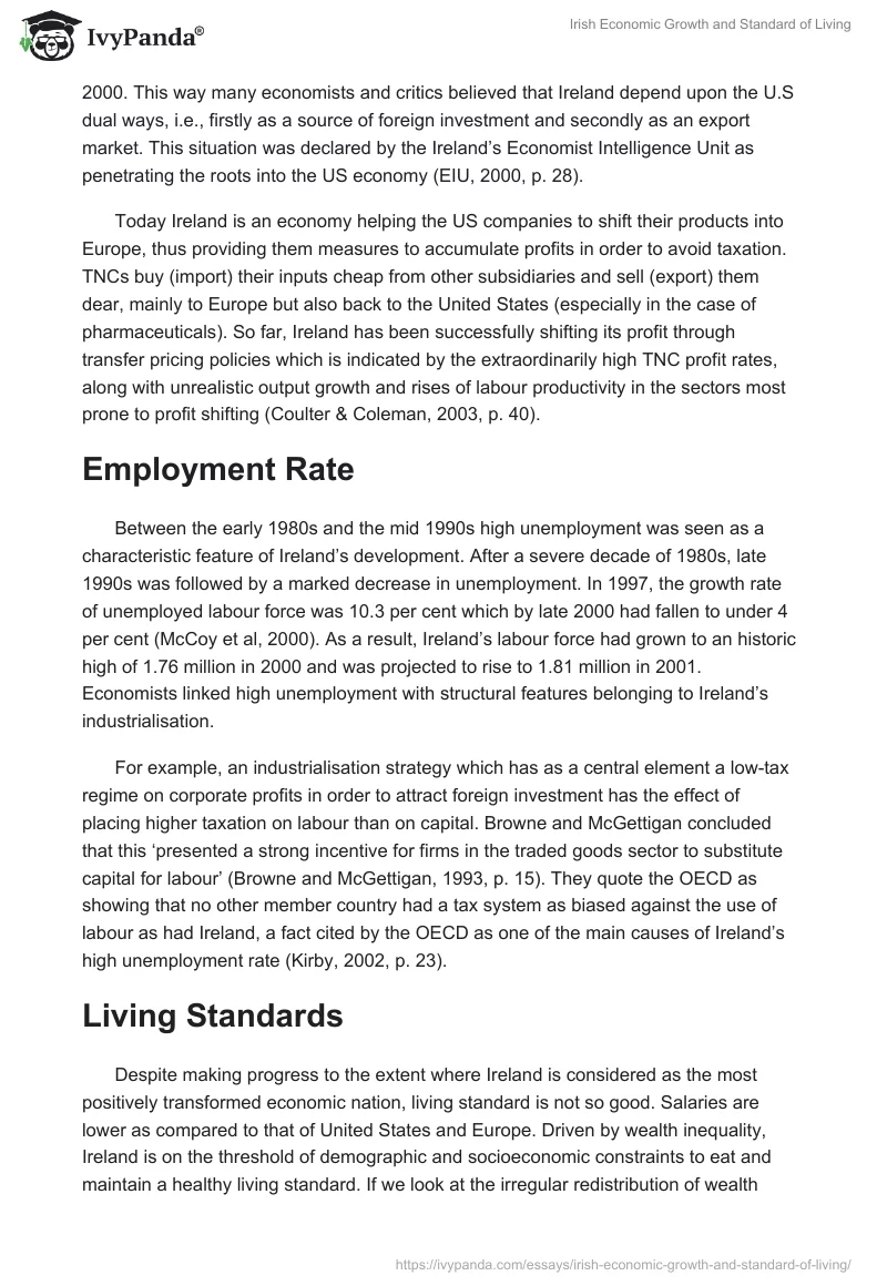 Irish Economic Growth and Standard of Living. Page 2