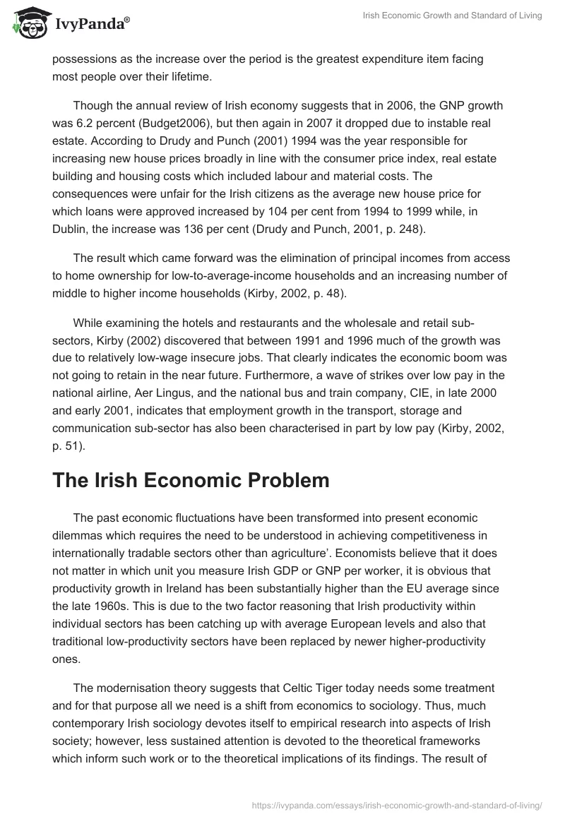 Irish Economic Growth and Standard of Living. Page 5