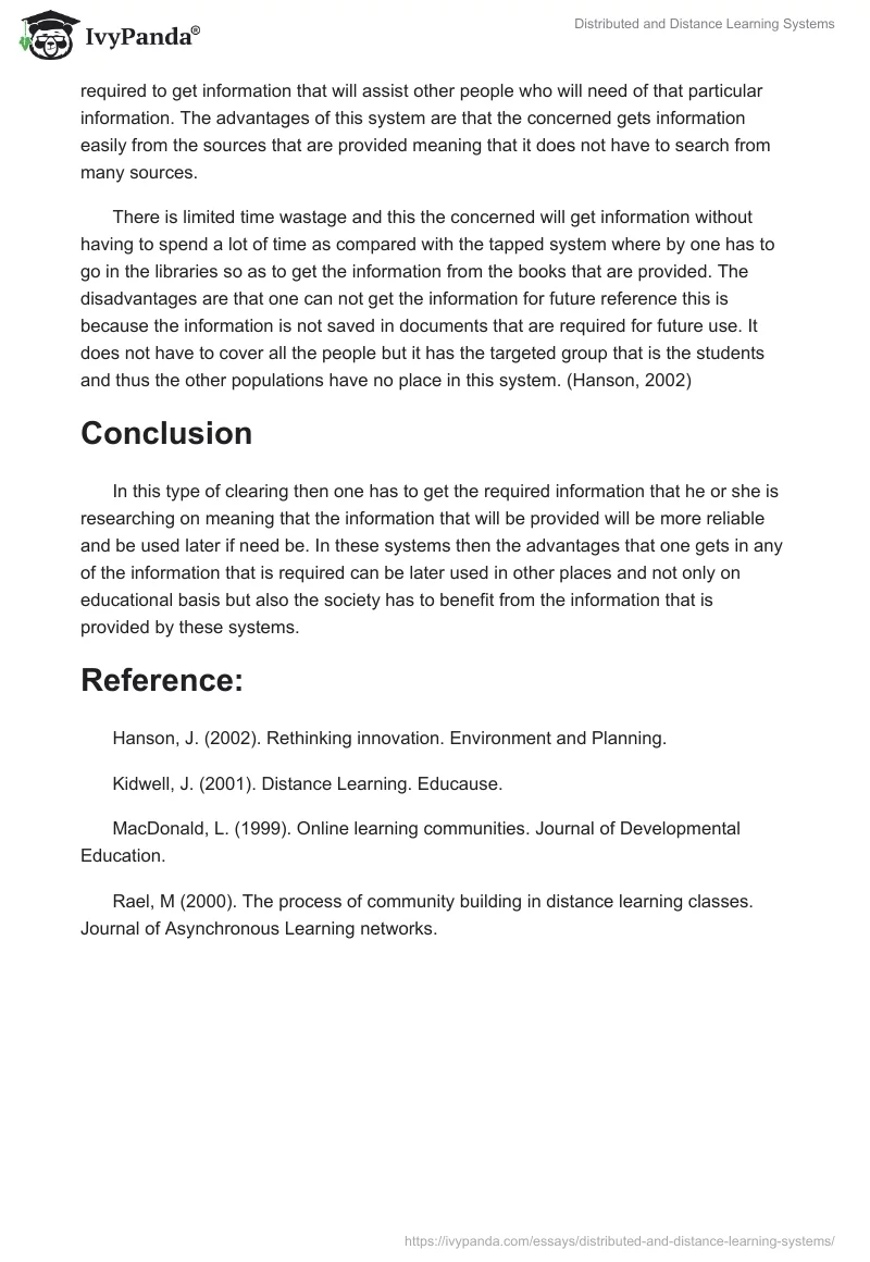 Distributed and Distance Learning Systems. Page 5