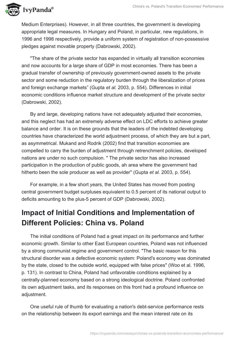 China's vs. Poland's Transition Economies' Performance. Page 4