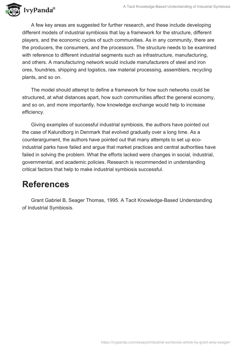 A Tacit Knowledge-Based Understanding of Industrial Symbiosis. Page 2