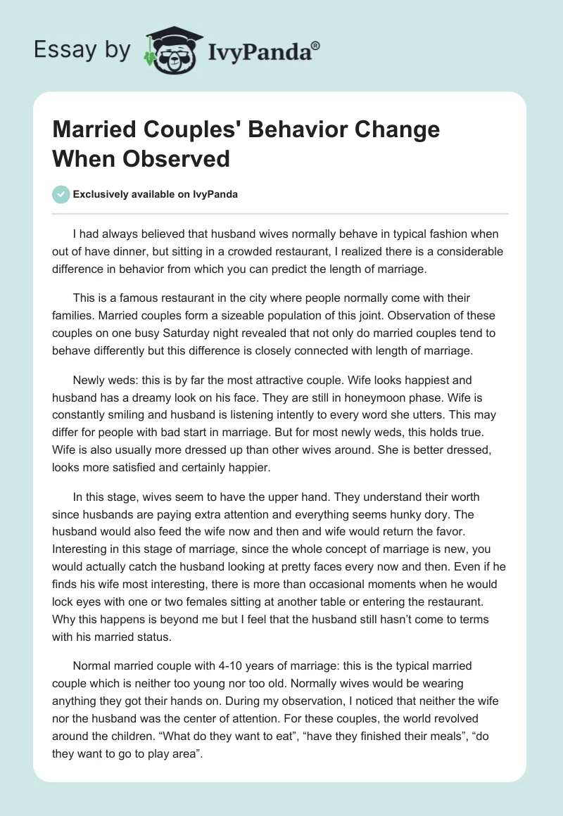 Married Couples' Behavior Change When Observed. Page 1