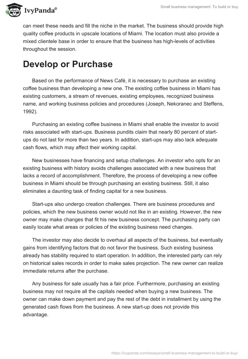 Small business management: To build or buy. Page 2
