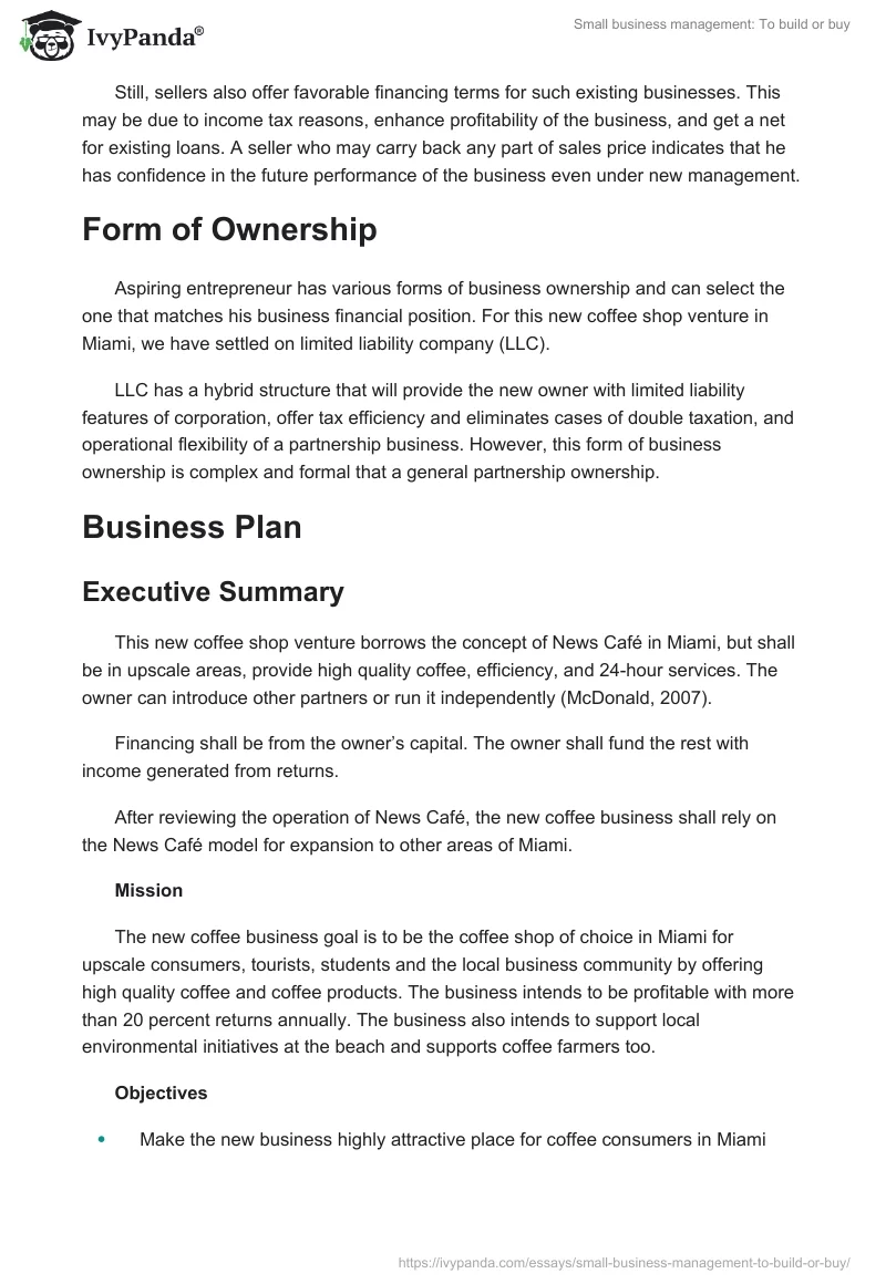 Small business management: To build or buy. Page 3
