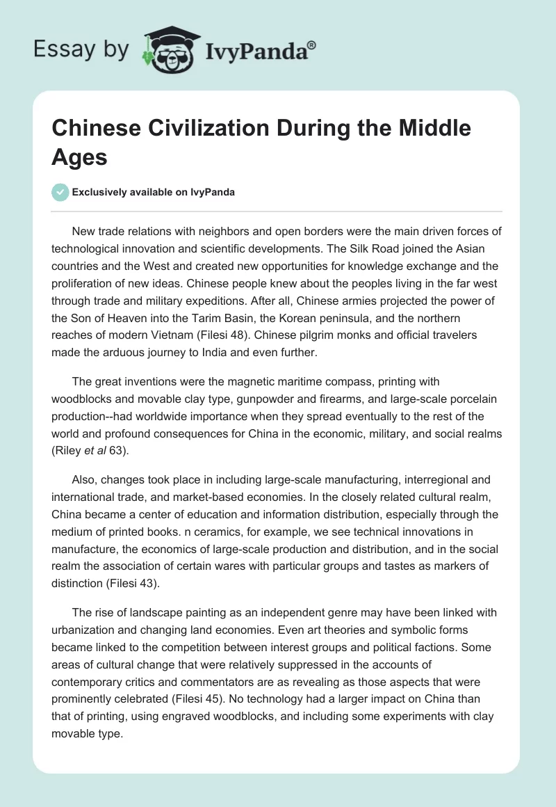 Chinese Civilization During the Middle Ages. Page 1