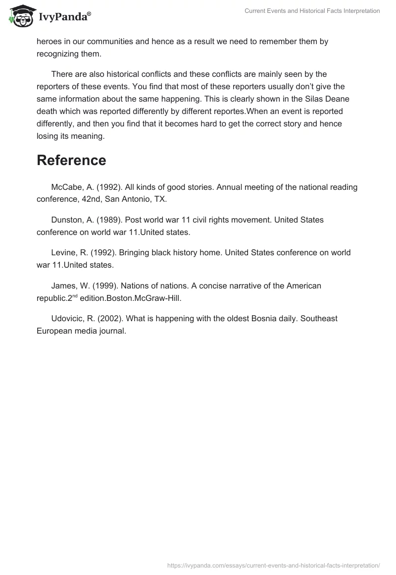 Current Events and Historical Facts Interpretation. Page 5