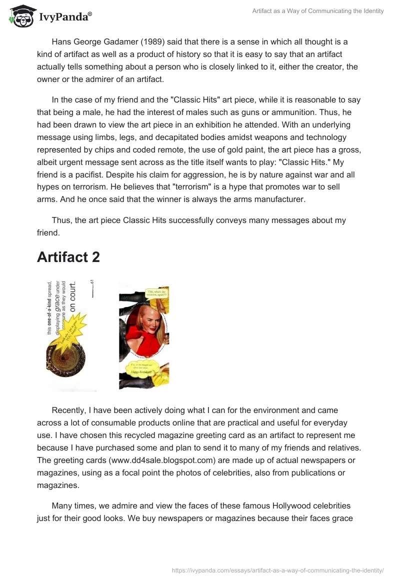 Artifact as a Way of Communicating the Identity. Page 3