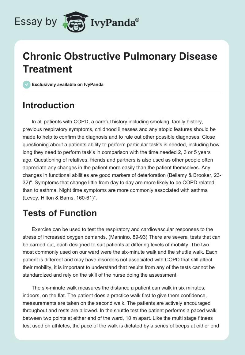 Chronic Obstructive Pulmonary Disease Treatment. Page 1