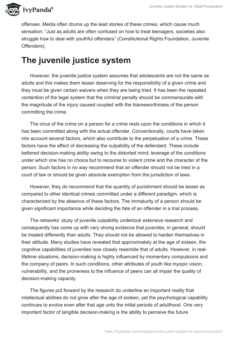 Juvenile Justice System vs. Adult Prosecution. Page 2