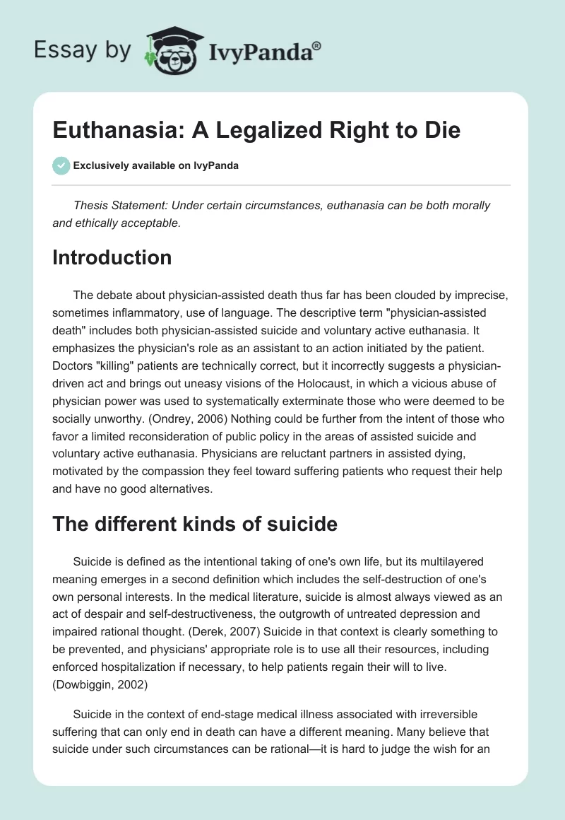 legal essay on right to die