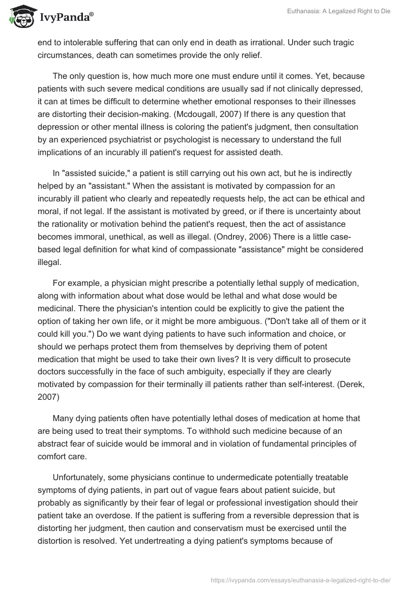 Euthanasia: A Legalized Right to Die. Page 2