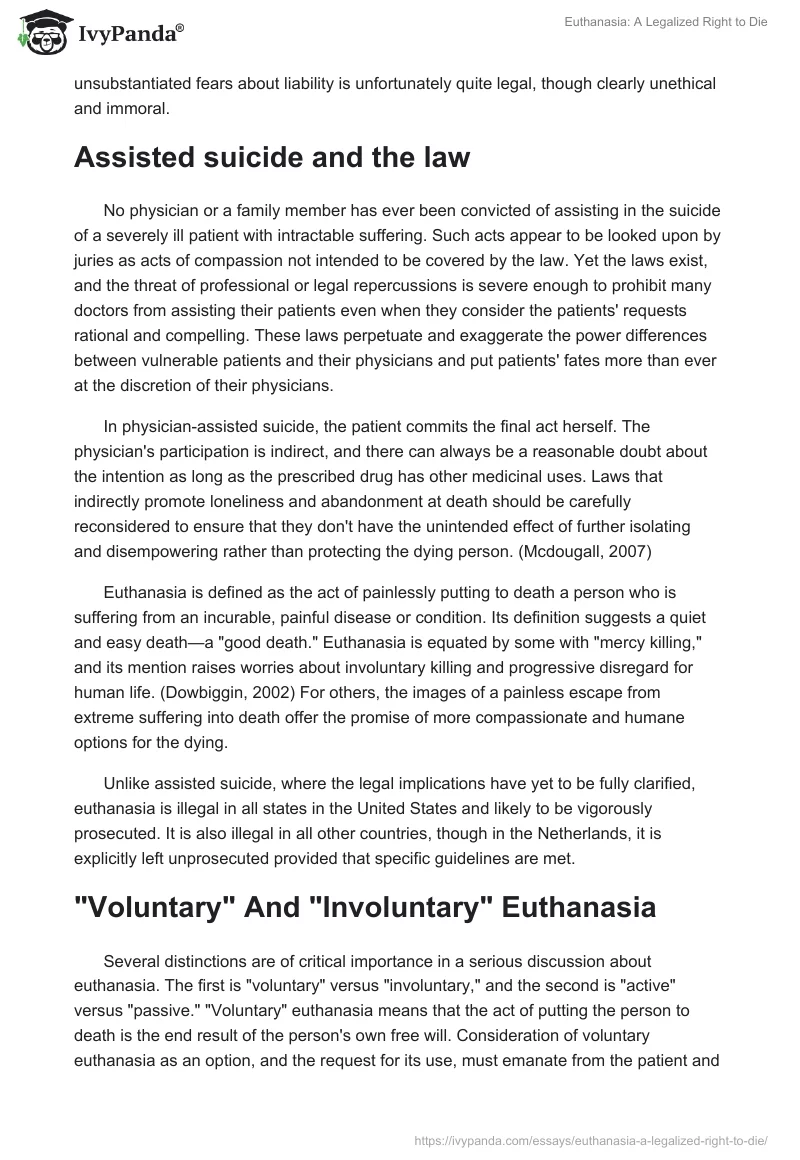 Euthanasia: A Legalized Right to Die. Page 3