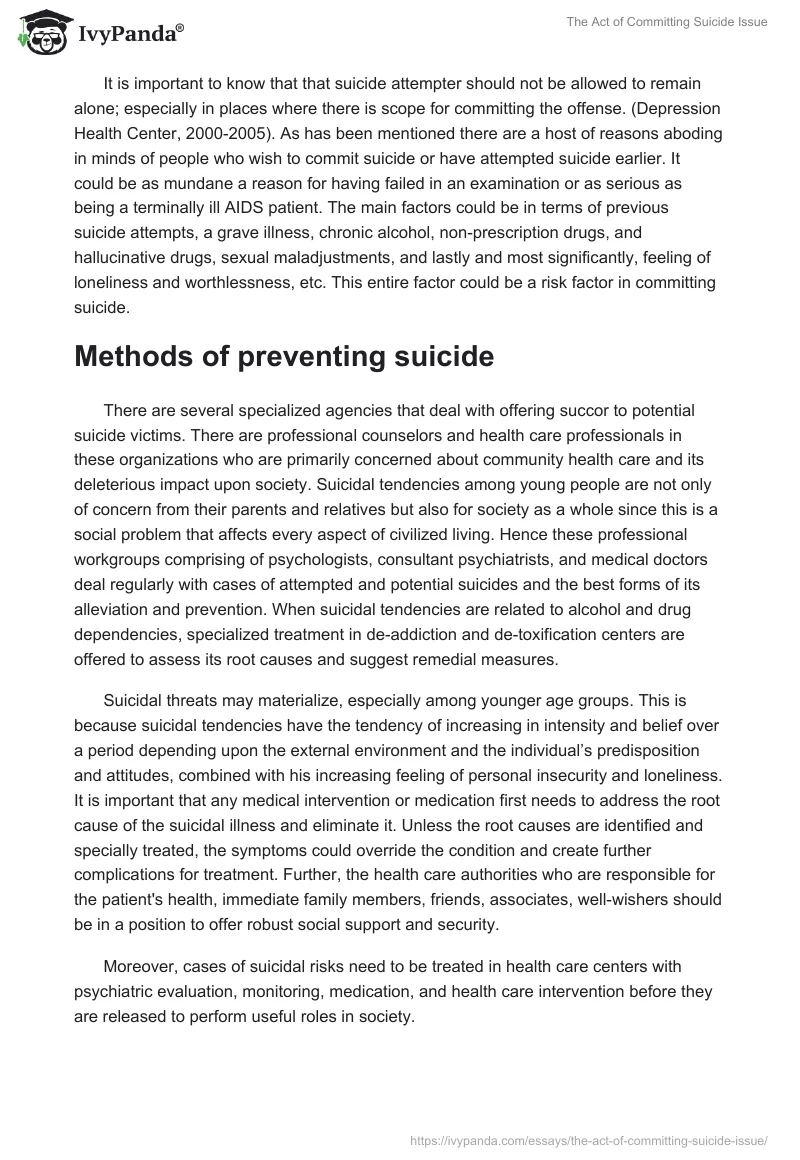 The Act of Committing Suicide Issue. Page 3