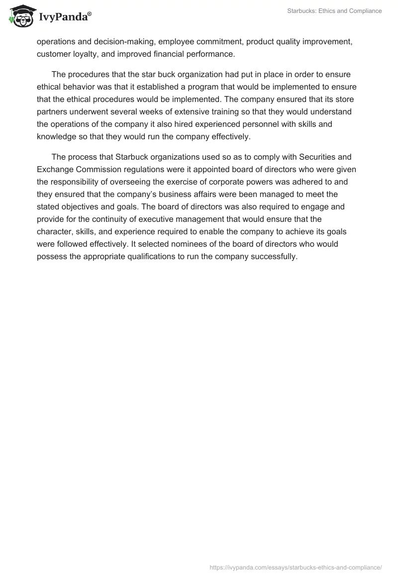 Starbucks: Ethics and Compliance. Page 2