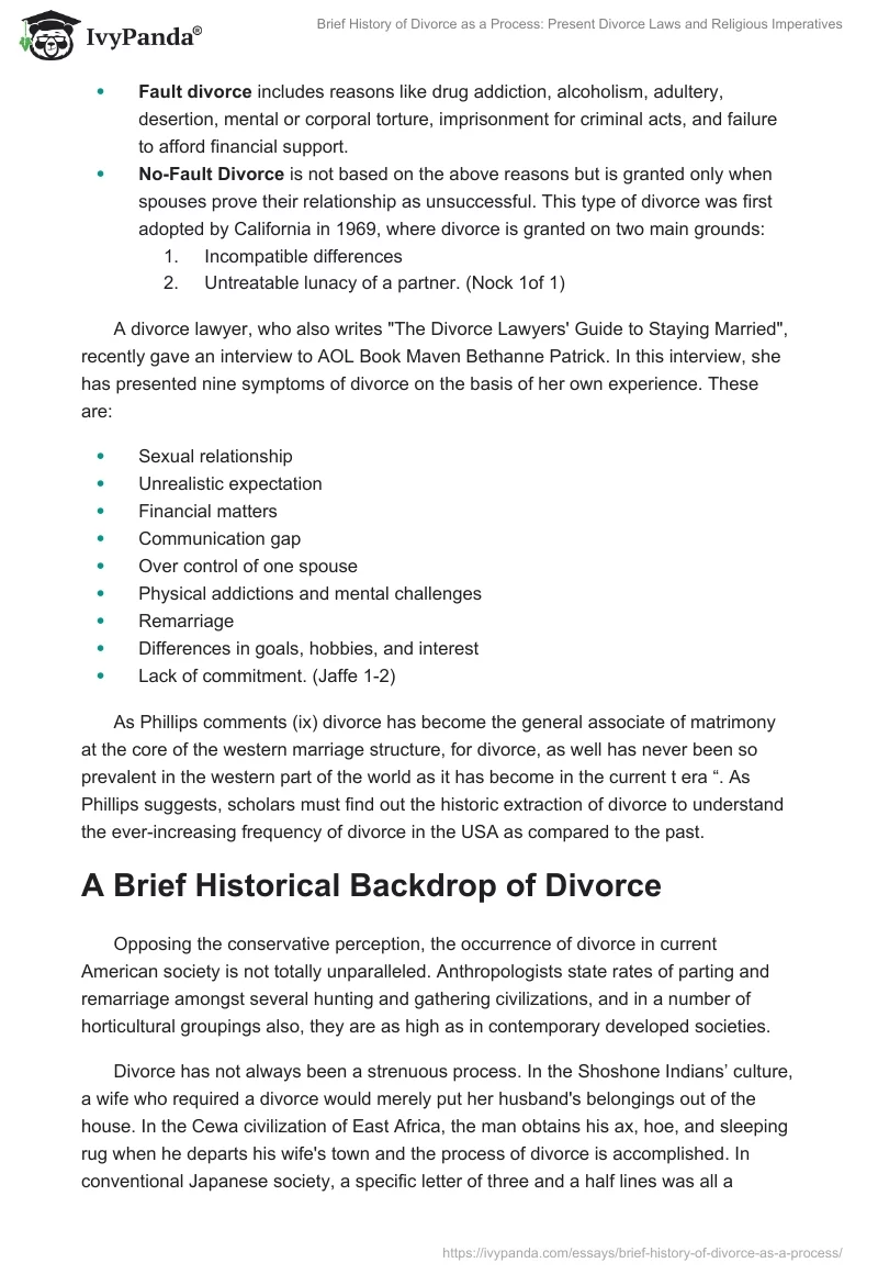 Brief History of Divorce as a Process: Present Divorce Laws and Religious Imperatives. Page 2