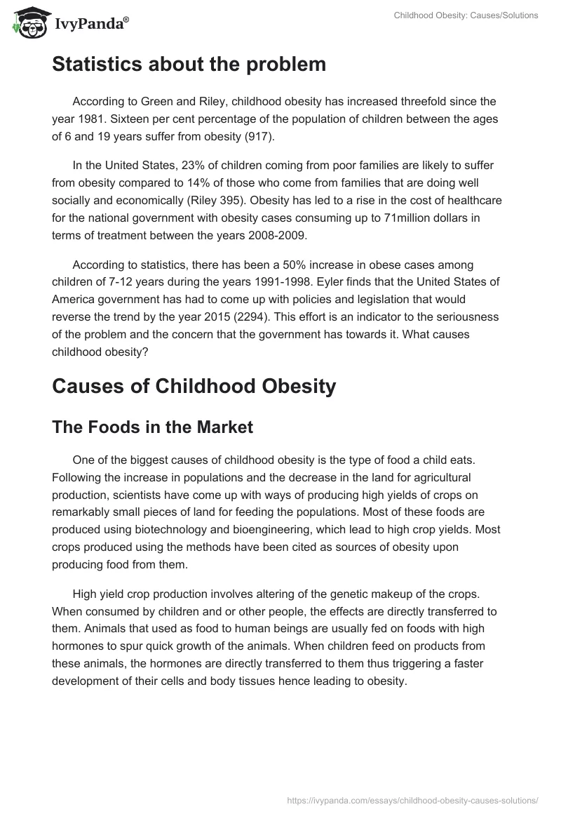 Childhood Obesity: Causes/Solutions. Page 2
