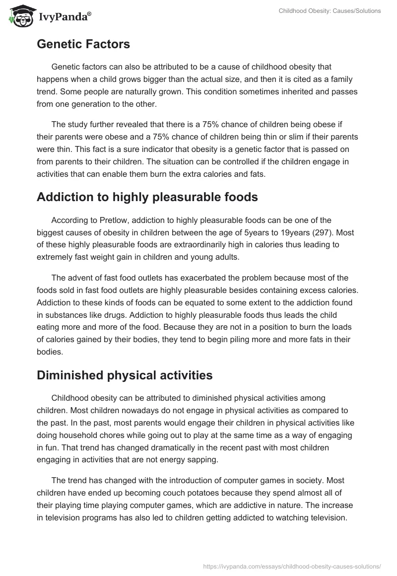 Childhood Obesity: Causes/Solutions. Page 3