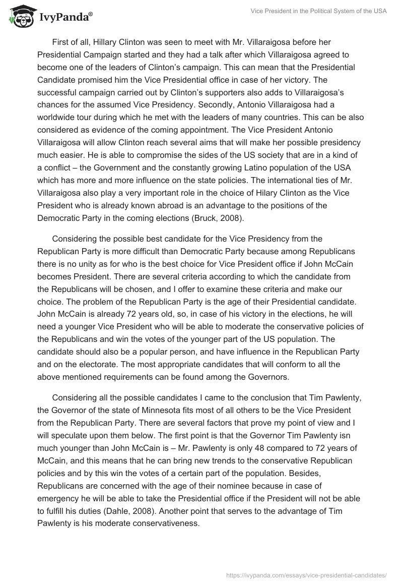 Vice President in the Political System of the USA. Page 3