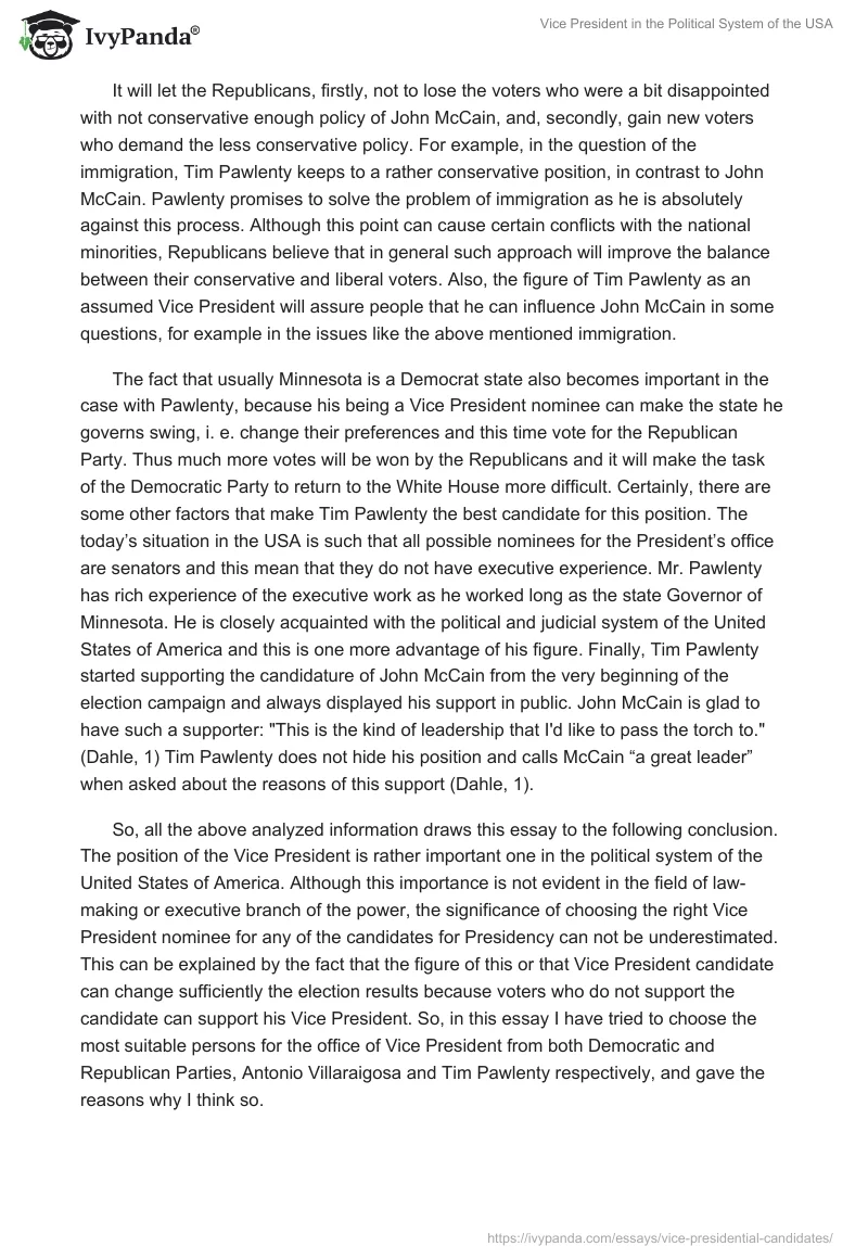 Vice President in the Political System of the USA. Page 4