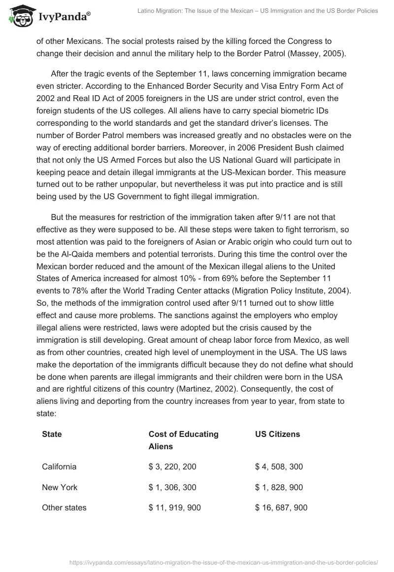Latino Migration: The Issue of the Mexican – US Immigration and the US Border Policies. Page 4