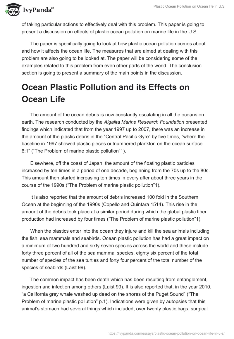 Plastic Ocean Pollution on Ocean Life in U.S.. Page 2