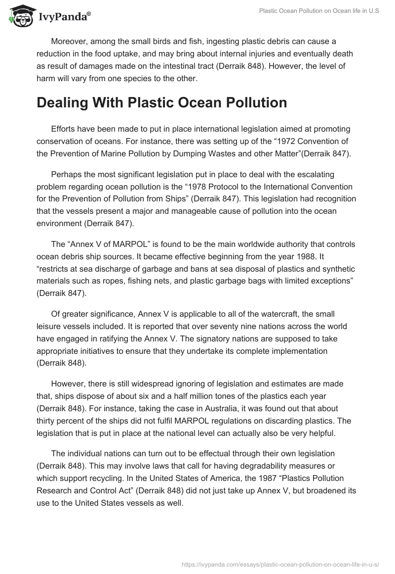 Plastic Ocean Pollution on Ocean Life in U.S.. Page 4