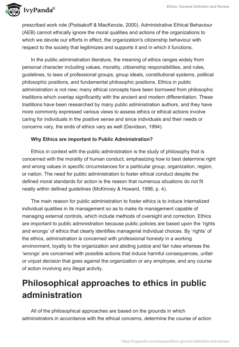 Ethics: General Definition and Review. Page 2