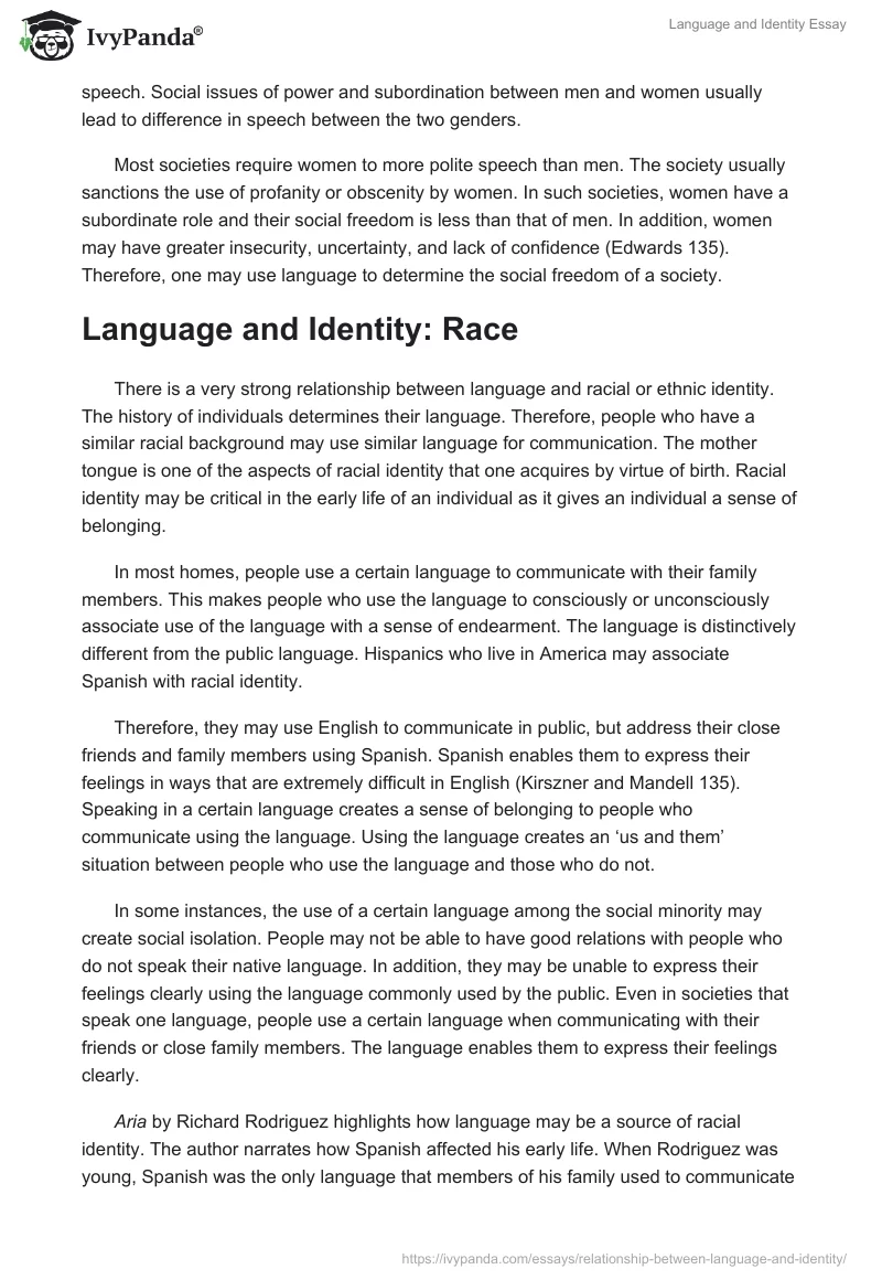 Language and Identity Essay. Page 2