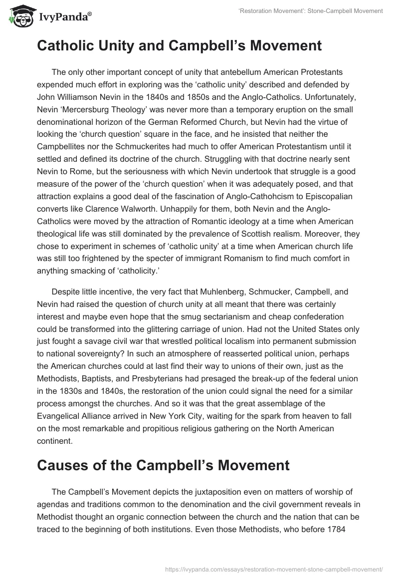 ‘Restoration Movement’: Stone-Campbell Movement. Page 4