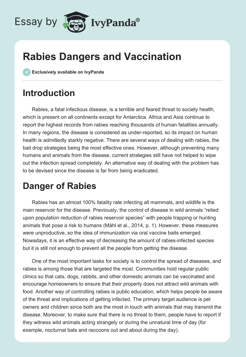 Rabies Dangers and Vaccination. Page 1
