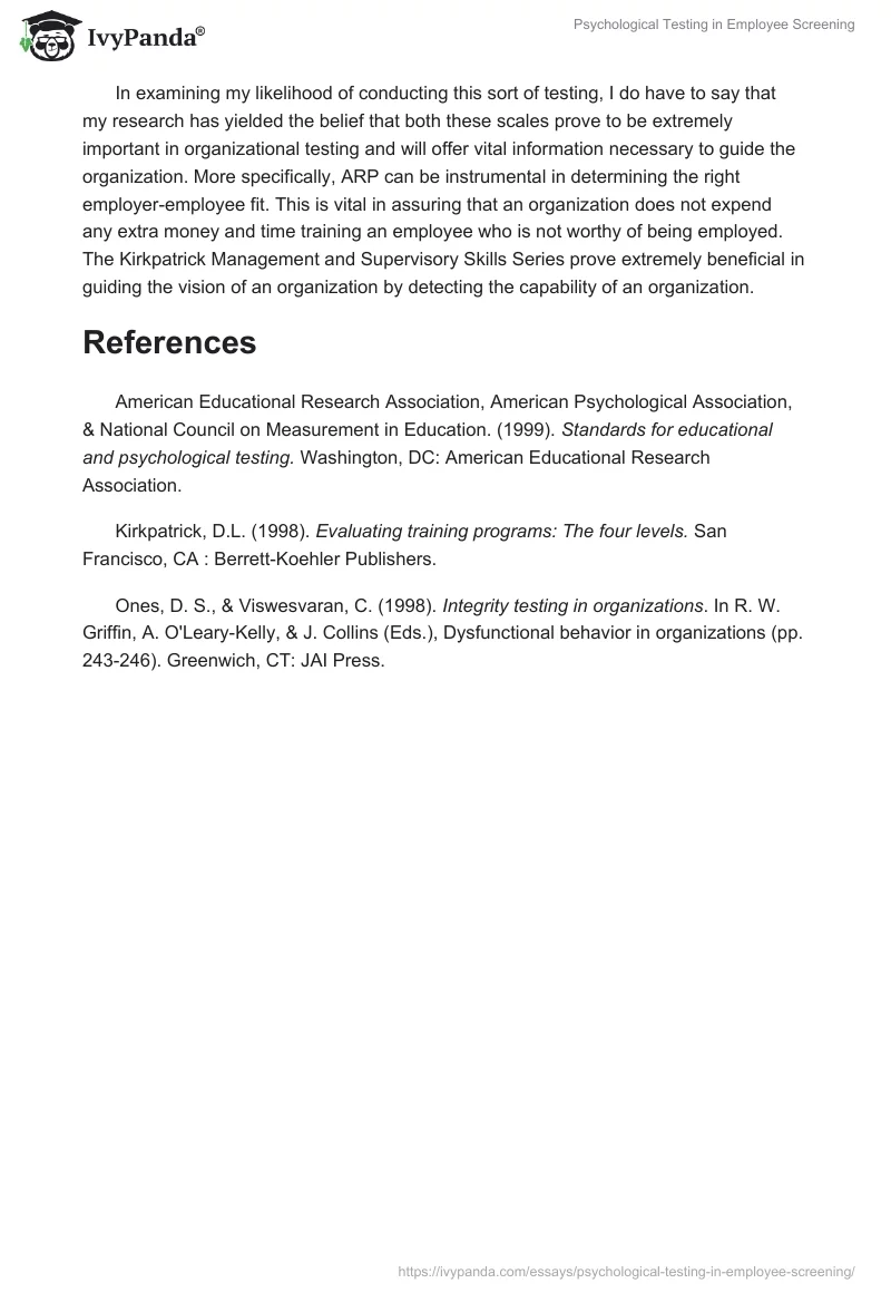 Psychological Testing in Employee Screening. Page 3
