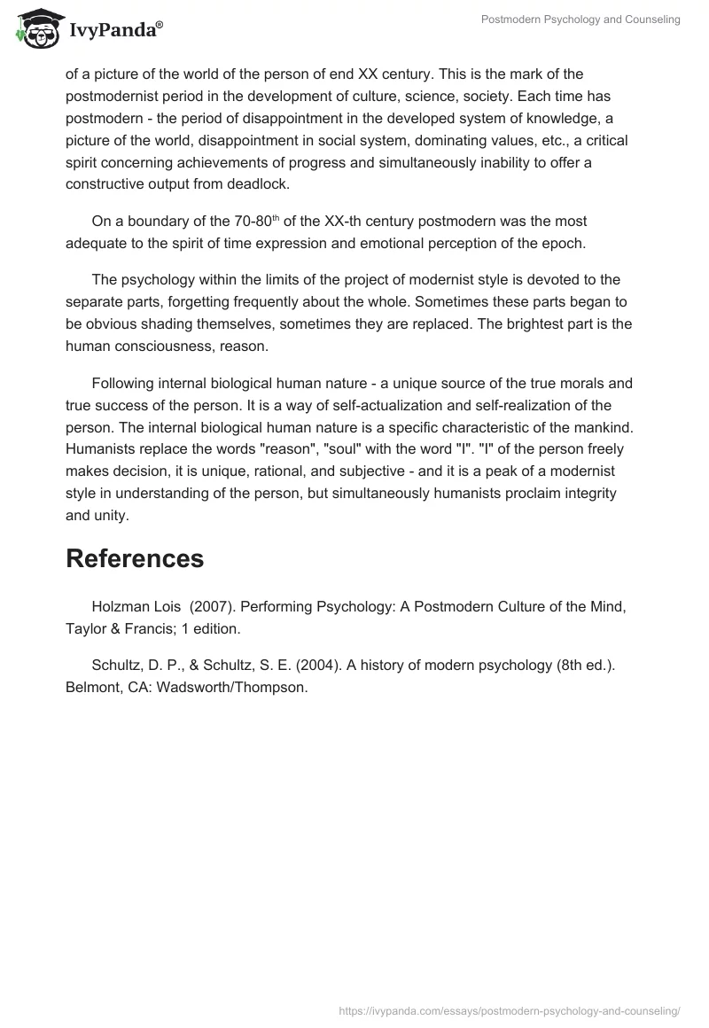 Postmodern Psychology and Counseling. Page 2