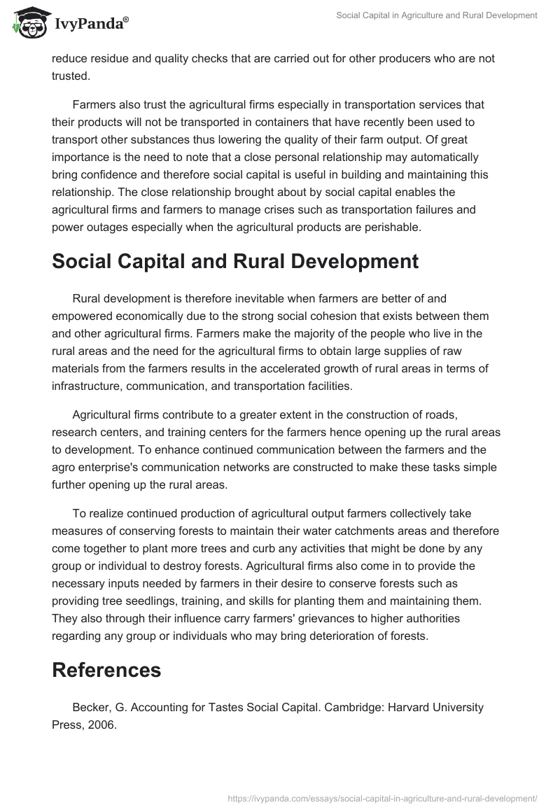 Social Capital in Agriculture and Rural Development. Page 5