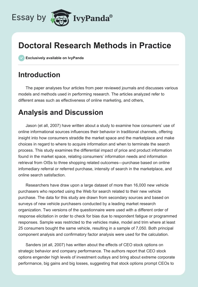 Doctoral Research Methods in Practice. Page 1