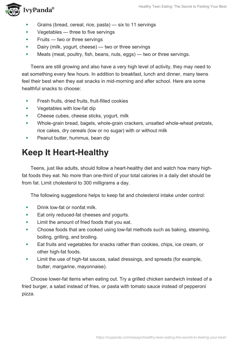 Healthy Teen Eating: The Secret to Feeling Your Best. Page 2