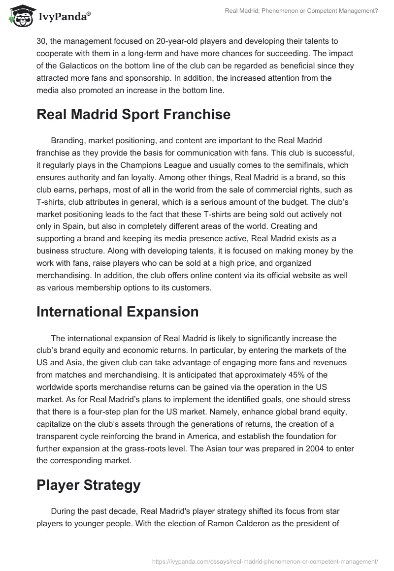 Real Madrid: Phenomenon or Competent Management?. Page 3