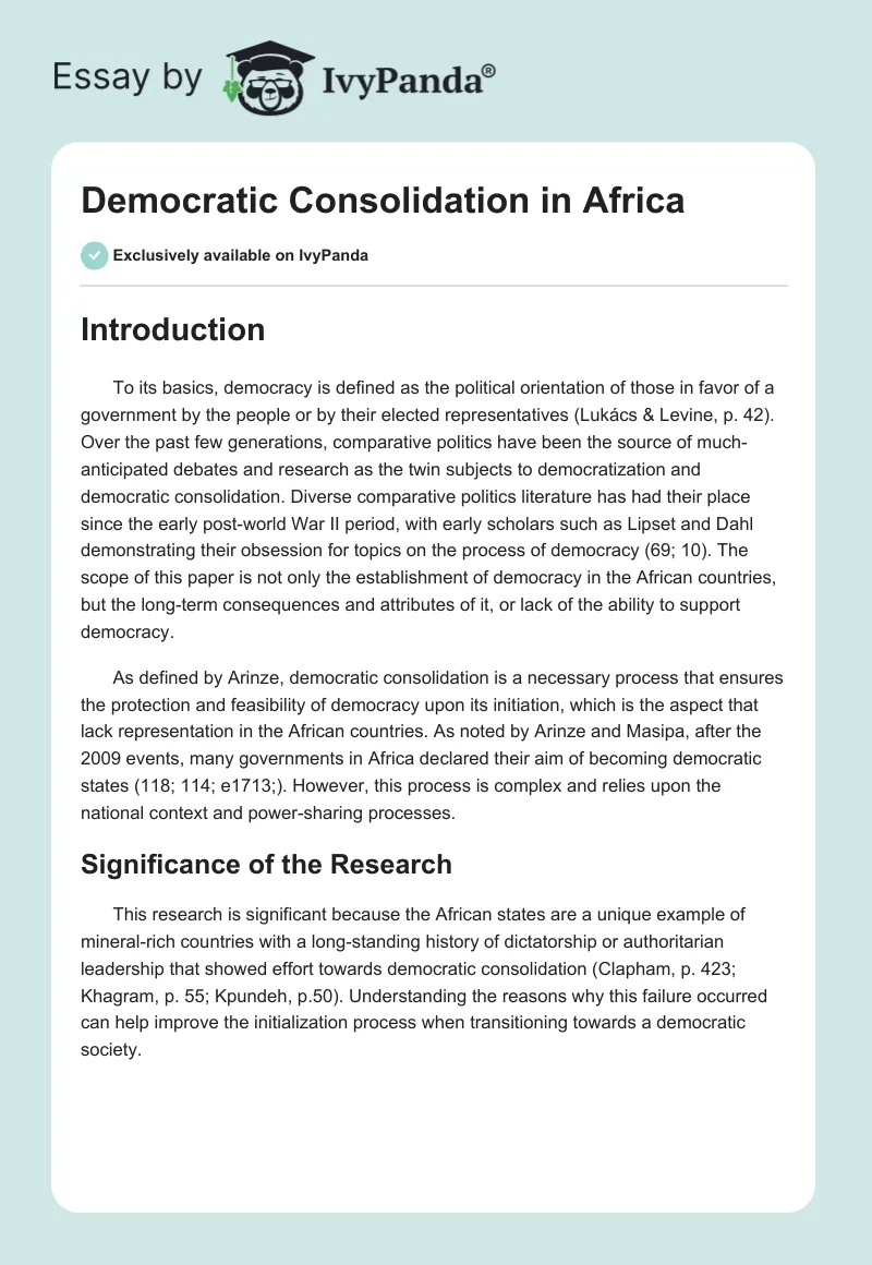 Democratic Consolidation in Africa. Page 1