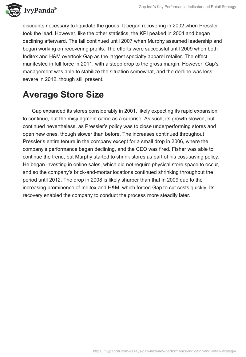 Gap Inc.'s Key Performance Indicator and Retail Strategy. Page 2