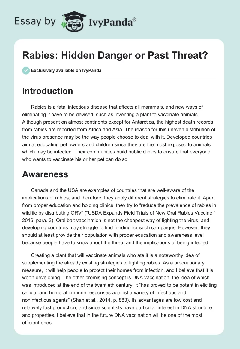Rabies: Hidden Danger or Past Threat?. Page 1