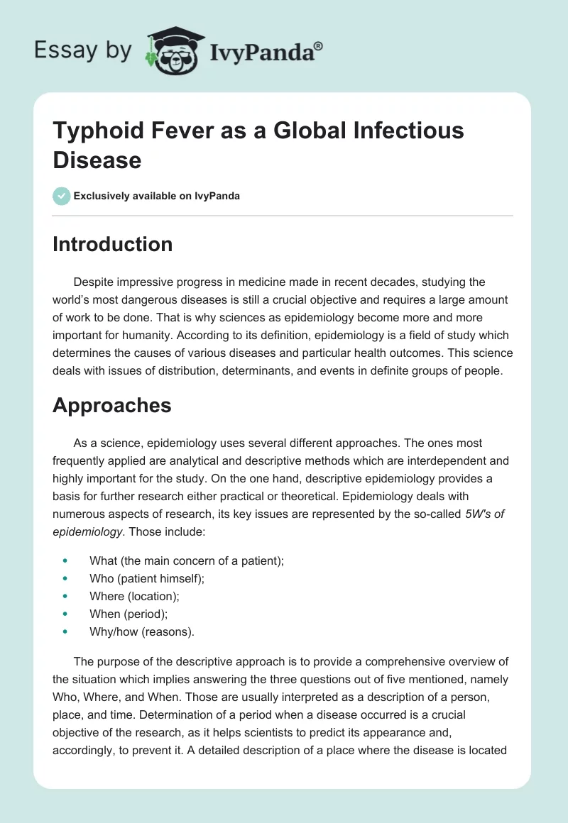 Typhoid Fever as a Global Infectious Disease. Page 1