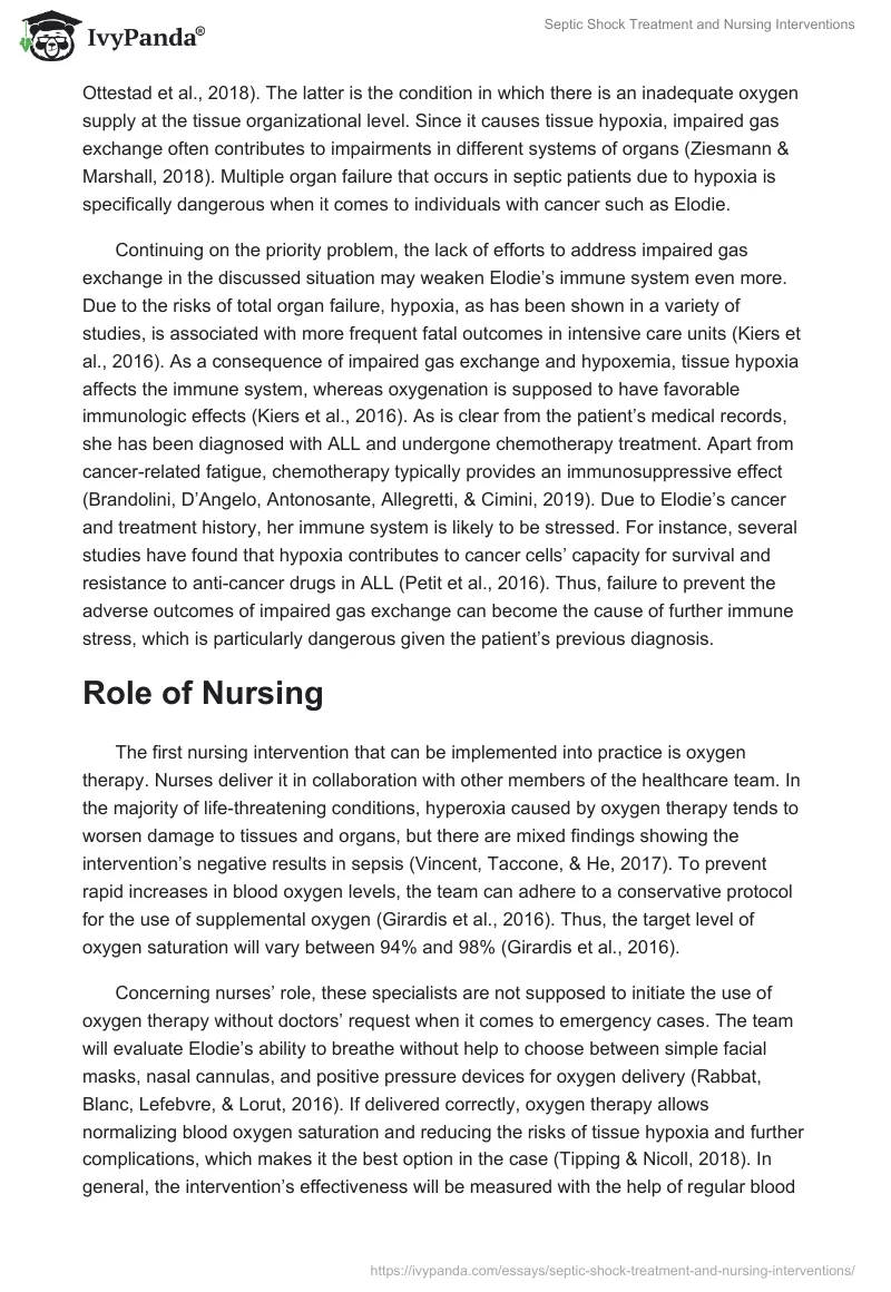 Septic Shock Treatment and Nursing Interventions. Page 3