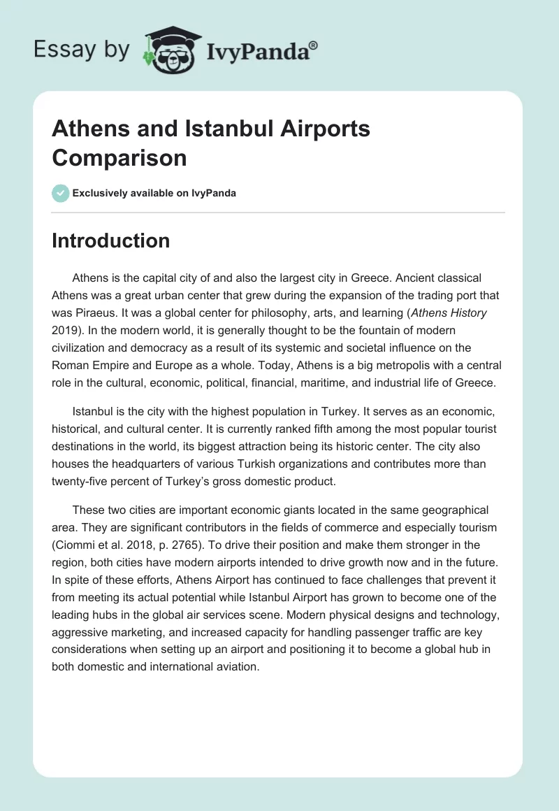 Athens and Istanbul Airports Comparison. Page 1
